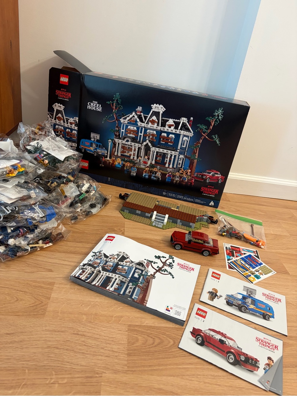 Partially completed LEGO Stranger Things The Creel House Building Set